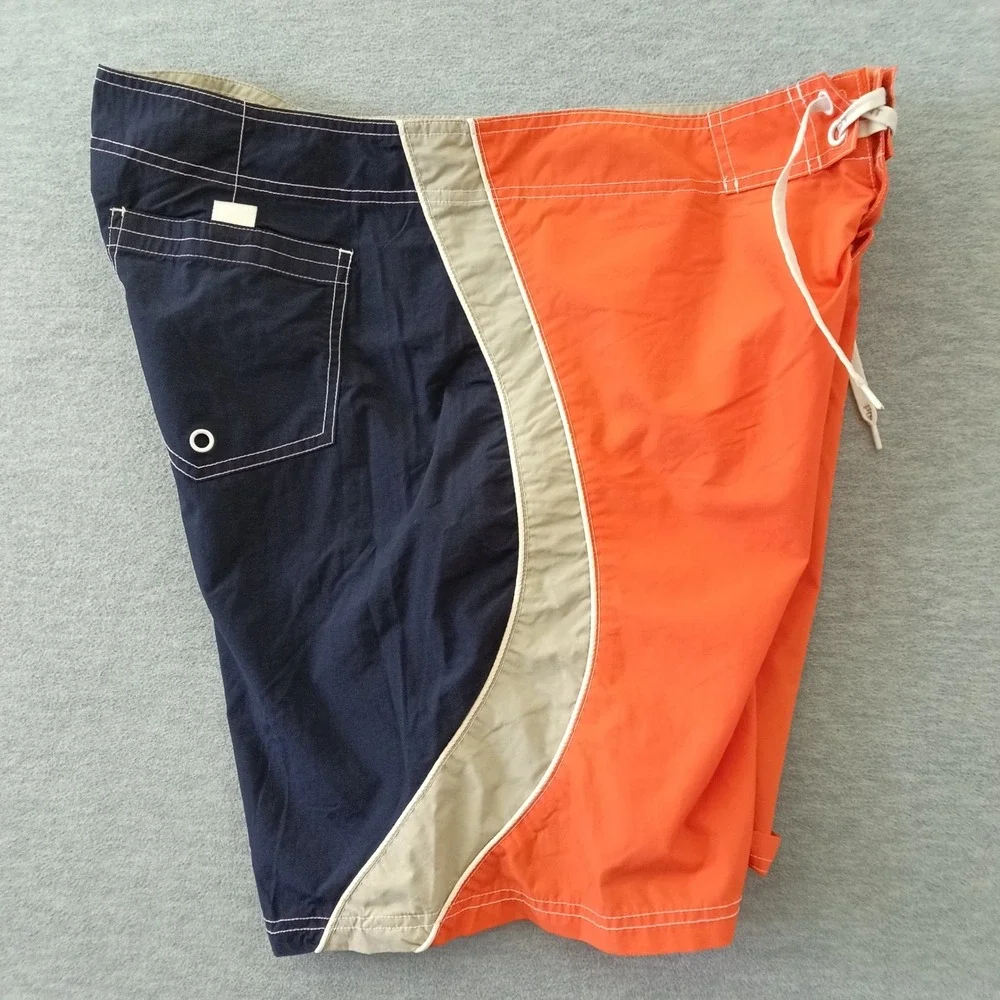 Polo Sport Ralph Lauren Mens Orange Navy Colorblock Board Shorts Swim Trunks 36